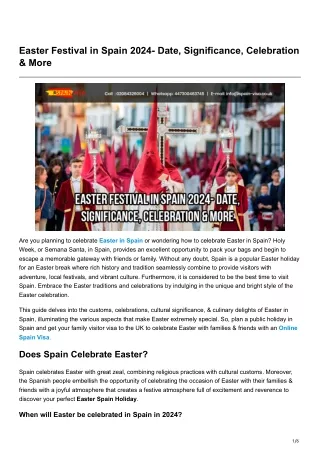 Easter Festival in Spain 2024- Date Significance Celebration More