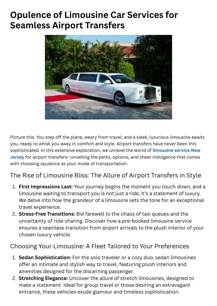 opulence of limousine car services for seamless