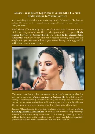 Enhance Your Beauty Experience in Jacksonville, FL From Bridal Makeup to Waxing Services