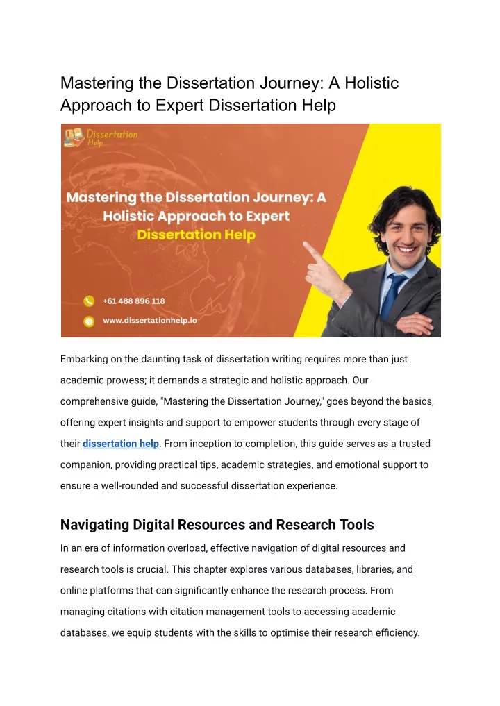 mastering the dissertation journey a holistic