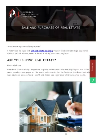 Real Estate Notary Public in Surrey BC