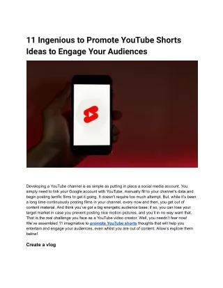 11 Ingenious to Promote YouTube Shorts