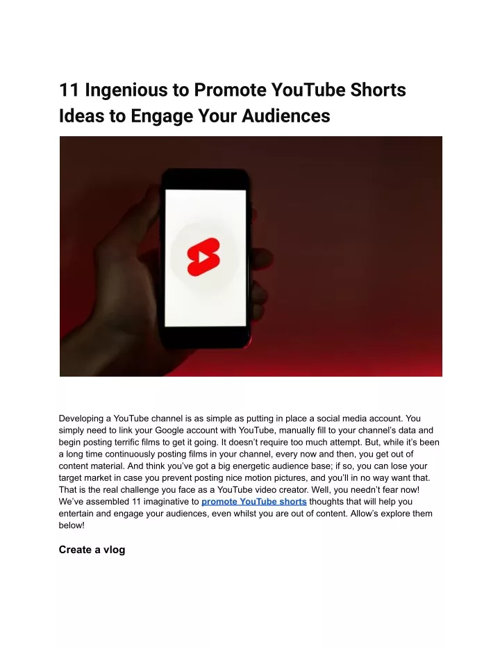 11 ingenious to promote youtube shorts ideas