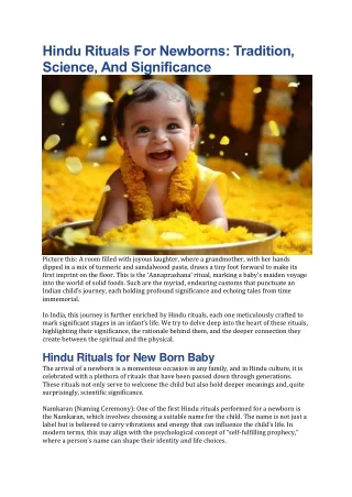 Hindu Rituals For Newborns