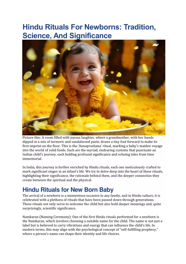 hindu rituals for newborns tradition science