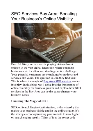 SEO Services Bay Area Boosting Your Business’s Online Visibility