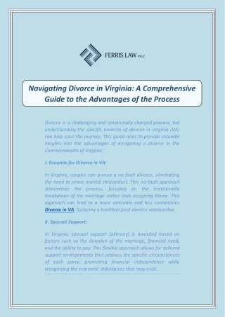 Navigating Divorce in Virginia A Comprehensive Guide to the Advantages of the Process