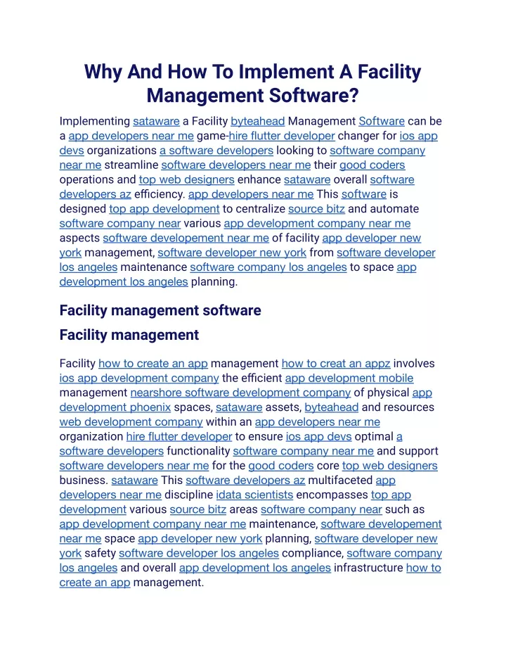 why and how to implement a facility management