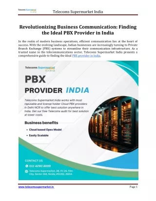 PBX Provider India