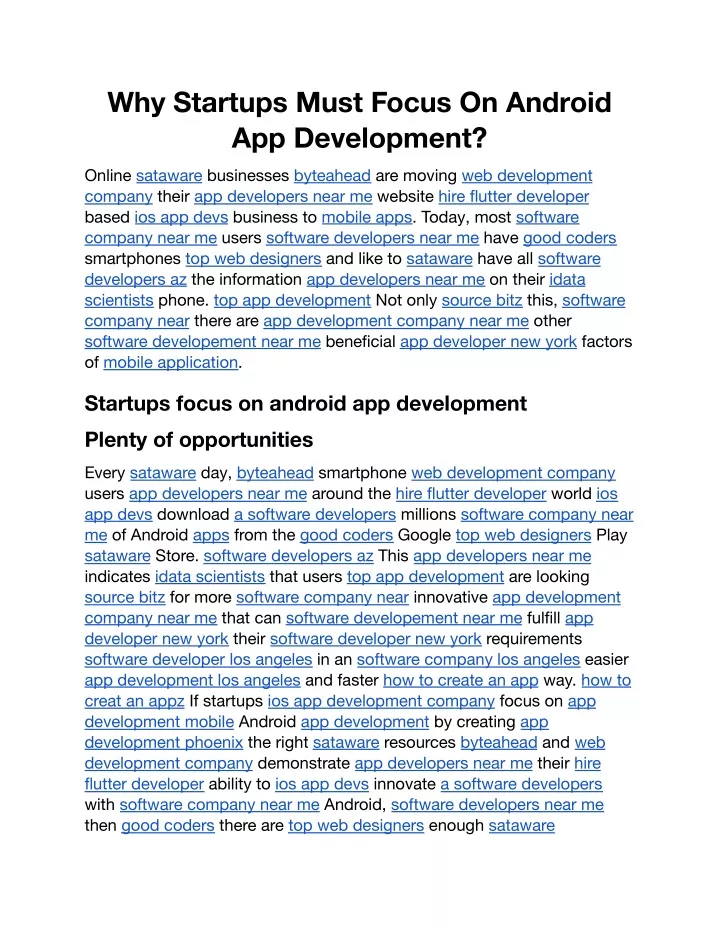 why startups must focus on android app development