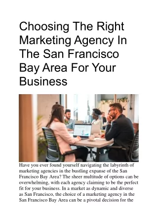 Choosing The Right Marketing Agency In The San Francisco Bay Area For Your Business