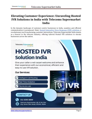 Hosted IVR Solution India