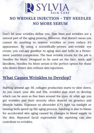 No Wrinkle Injection - Try Needles No More Serum