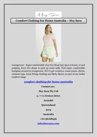 Comfort Clothing For Home Australia – Hey Sara