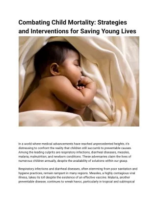 Combating Child Mortality_ Strategies and Interventions for Saving Young Lives