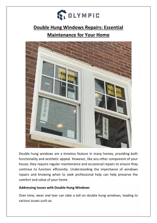 Double Hung Windows Repairs: Essential Maintenance for Your Home