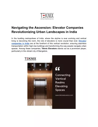 Navigating the Ascension_ Elevator Companies Revolutionizing Urban Landscapes in India (1)