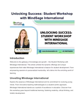 Growth Mindset Workshops For Parents - MindSage International