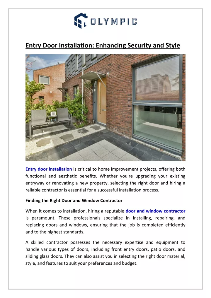 entry door installation enhancing security