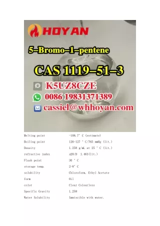 CAS 1119-51-3 5-Bromo-1-pentene whatsapp 86 19972155905