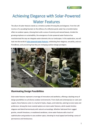 Achieving Elegance with Solar-Powered Water Features