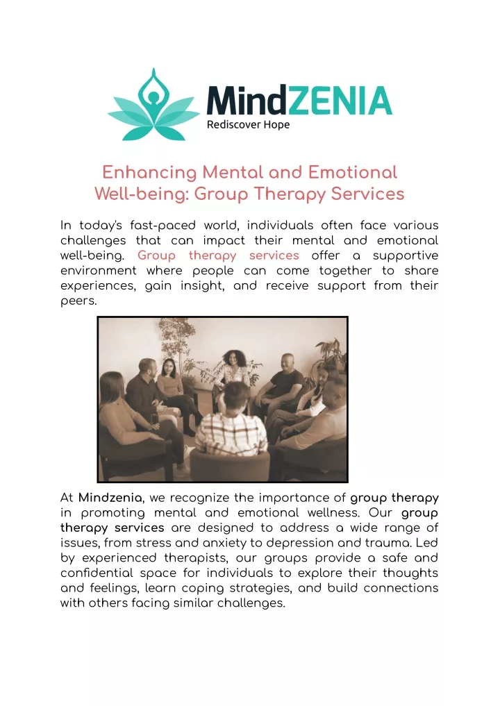 enhancing mental and emotional well being group