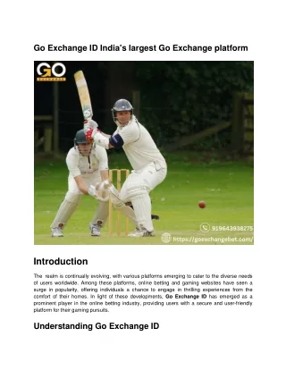 Go Exchange ID India's largest Go Exchange platform