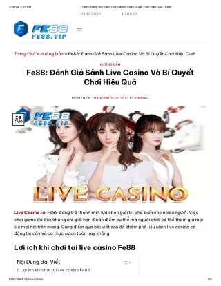 Fe88_ Đánh Giá Sảnh Live Casino Và Bí Quyết Chơi Hiệu Quả - Fe88