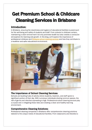 Get Premium School & Childcare Cleaning Services in Brisbane