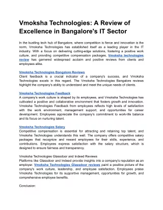 Vmoksha Technologies_ A Review of Excellence in Bangalore's IT Sector (1)