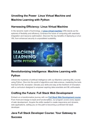 Unveiling the Power  Linux Virtual Machine and Machine Learning with Python