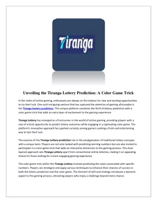 Tiranga Lootery Prediction in India | Colour Prediction Game Trick