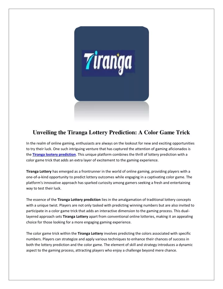 unveiling the tiranga lottery prediction a color