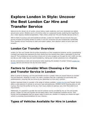 Explore London in Style_ Uncover the Best London Car Hire and Transfer Service