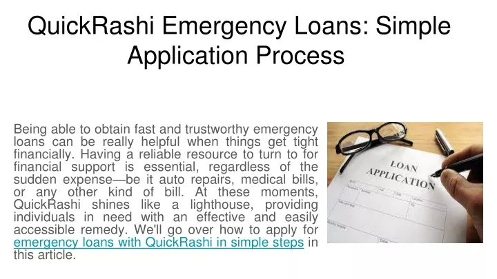 quickrashi emergency loans simple application process