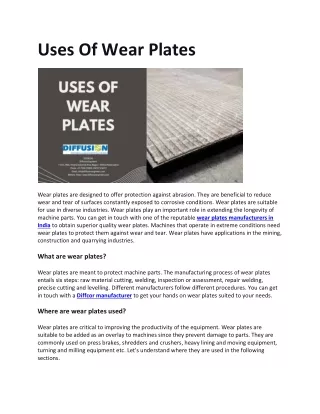 Uses Of Wear Plates