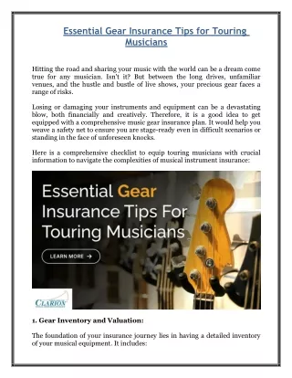 Essential Gear Insurance Tips for Touring Musicians