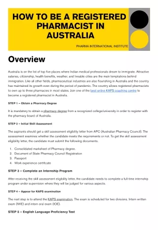 How to be a registered  pharmacist in australia