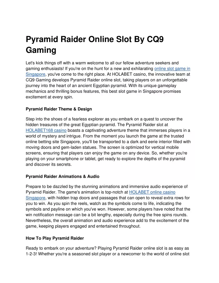 pyramid raider online slot by cq9 gaming