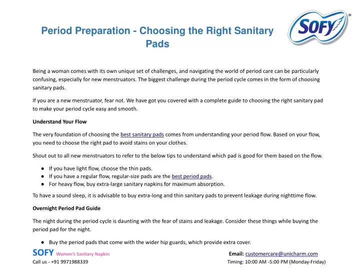period preparation choosing the right sanitary