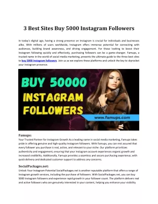3 Best Sites Buy 5000 Instagram Followers
