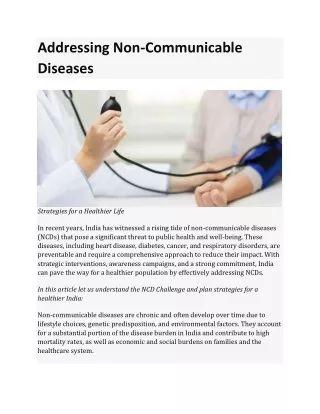 addressing non communicable diseases