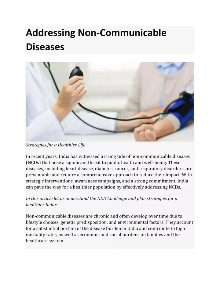 addressing non communicable diseases