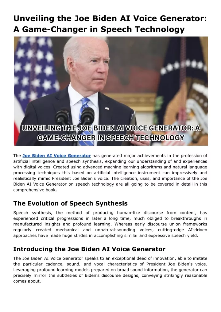 unveiling the joe biden ai voice generator a game