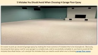 5 Mistakes You Should Avoid When Choosing A Garage Floor Epoxy