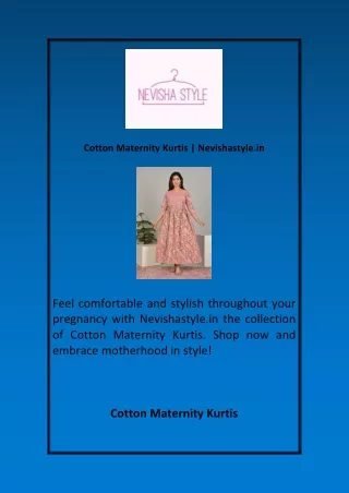 Cotton Maternity Kurtis Nevishastyle in
