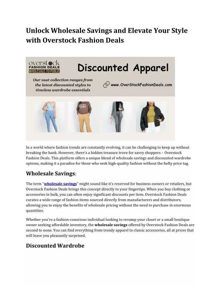 unlock wholesale savings and elevate your style