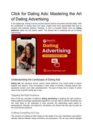 Click for Dating Ads: Mastering the Art of Dating Advertising