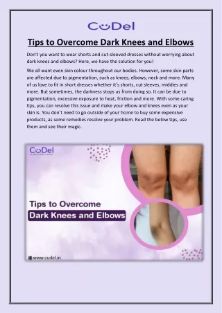 Tips to Overcome Dark Knees and Elbows