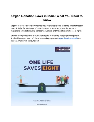 Important Things to Know About Organ Donation Laws in India